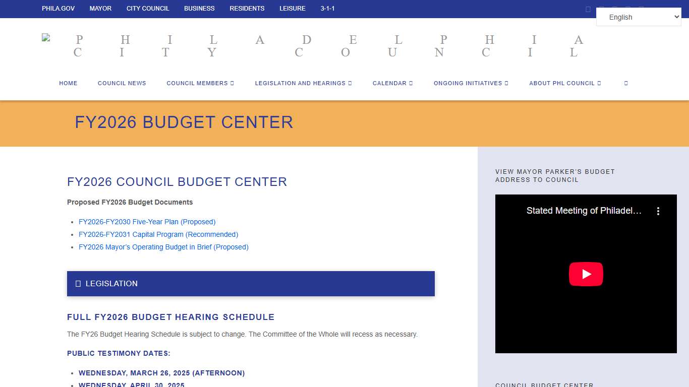 FY2026 Budget Center - Philadelphia City Council